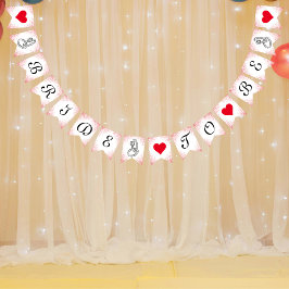 Bandeirinha Noiva Para Ser Chá de panela Glitter Dourado Rosa