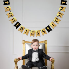 Bandeirinha Nome do deus abençoe Confirmação Religiosa Dourada