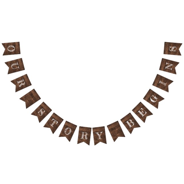 Bandeirinha Nossa História Começa Casamento De Madeira Do Barã (Todos)