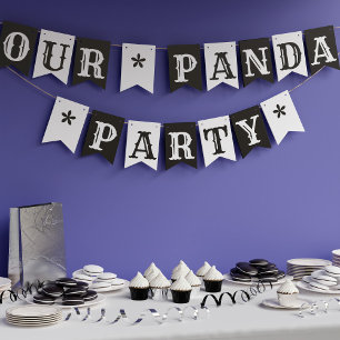Bandeirinha Nosso Partido Panda Personalizado Preto e Branco