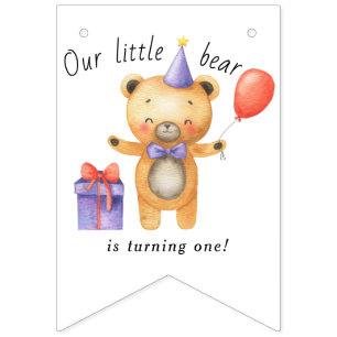 Bandeirinha Nosso Urso Pequeno está virando um Aniversário de 