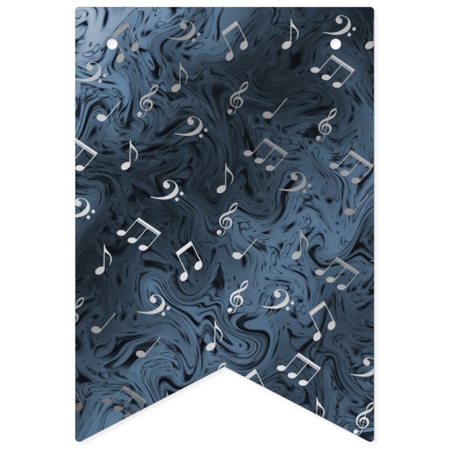 Bandeirinha notas elegantes de prata em azul (Décima sexta bandeira)