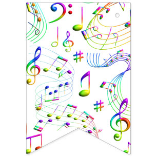 Bandeirinha Notas Musicais Coloridas
