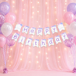 Bandeirinha Nuvem Nove Banner Feliz Aniversário – Aquarela Pas