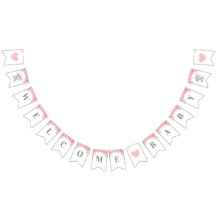 Bandeirinha O chá de fraldas bem-vindo da menina do elefante