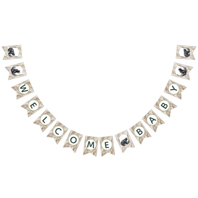 Bandeirinha Oh Menino Woodland Bear Adventure Bem-vindo Banner (Todos)