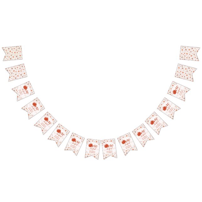 BANDEIRINHA ORANGE BOW & ARCH FALL PUMPKIN FLOWERS BIRTHDAY (Todos)