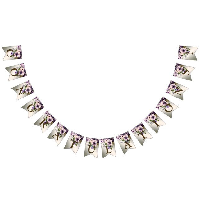 Bandeirinha Ouro Elegante de Flores Rosa Púrpura de Partido Be (Todos)