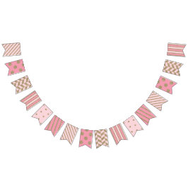 Bandeirinha Padrão de brilho rosa e Dourado