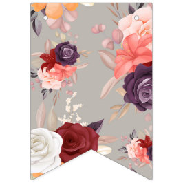 Bandeirinha Padrão de flores coloridas incluindo rosas