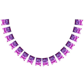 Bandeirinha Padrão de Fogos de Artifício KPOP Roxo Rosa Tipogr