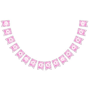 Bandeirinha Padrão de Moda Rosa e Rosa Quente de Barbiecore