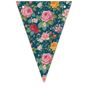 Bandeirinha Padrão Floral Boho Remendado Multi Flor