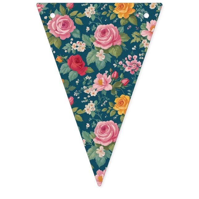 Bandeirinha Padrão Floral Boho Remendado Multi Flor (Décima Bandeira)