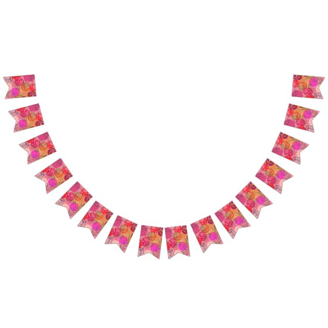 Bandeirinha Padrão rosa com flores e plantas (Todos)