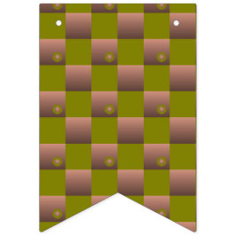 Bandeirinha Padrão xadrez em marrom e verde-oliva