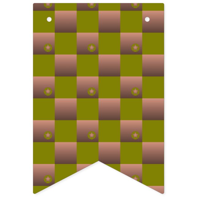 Bandeirinha Padrão xadrez em marrom e verde-oliva (Primeira Bandeira)