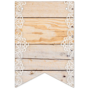 Bandeirinha Painel De Madeira Leve Com Lace Branco