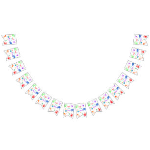 Bandeirinha Paint Handprint Aniversário com Nome Personalizado