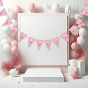 Bandeirinha Palha-rosa-reluz Estrelas Feliz Aniversário Bandei