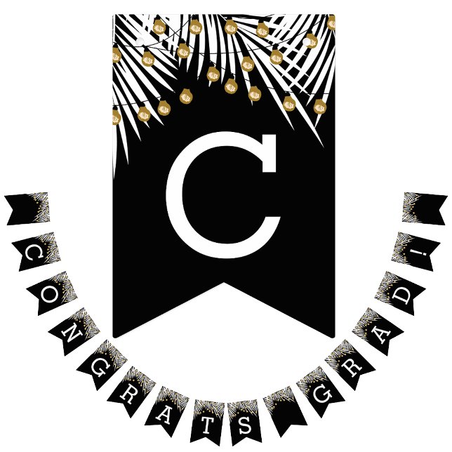 Bandeirinha Palmas brancas Luzes Douradas no Formando de Gráfi (Criador carregado)