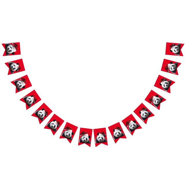 Bandeirinha Panda Bear Vestindo um chapéu de Papai Noel (Todos)