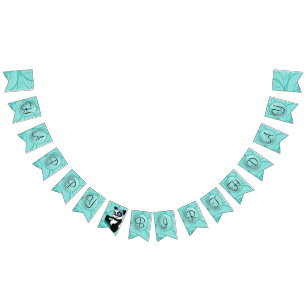 Bandeirinha Panda Turquoise Birthday