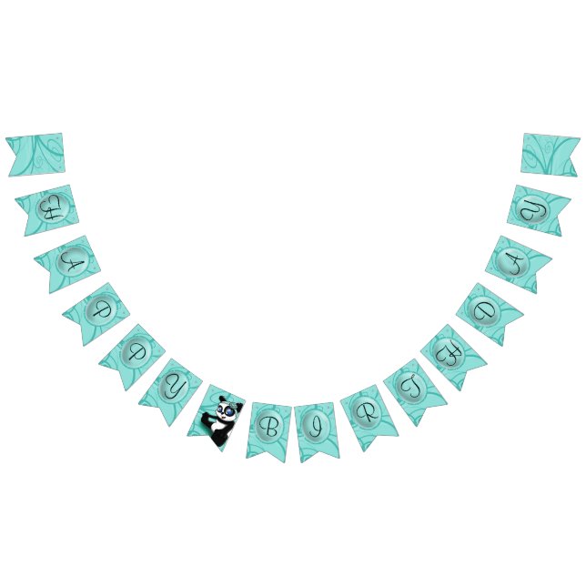 Bandeirinha Panda Turquoise Birthday (Todos)