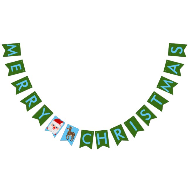 Bandeirinha Papais noeis de Natal Reindeer Green Bunting Banne (Todos)