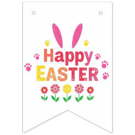 Bandeirinha papel de embrulho do coelho fofo pintando ovos de 