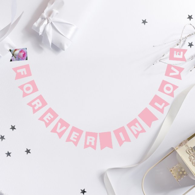 Bandeirinha Para sempre no Amor Casamento Rosa Simples (In Situ Wedding)