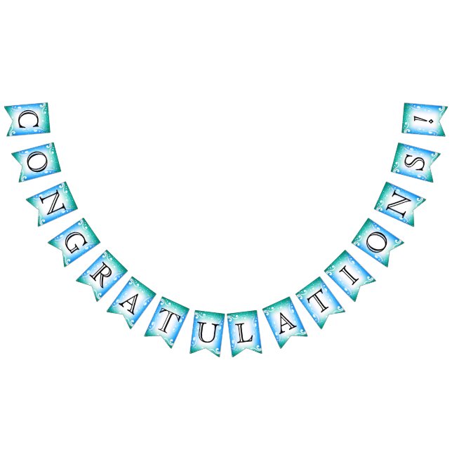 Bandeirinha Parabéns - Azul e Teal (Todos)