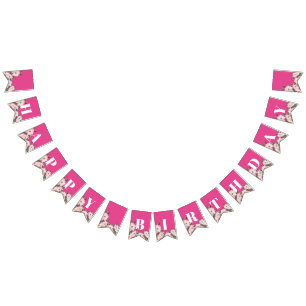 Bandeirinha Parabéns Cor d'água Rosas Rosa Ballerina