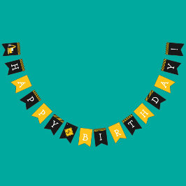 Bandeirinha Parabéns de Construção, Escavador e Menino da Idad