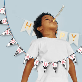 Bandeirinha Parabéns de Negra Rosa e Menina Branca