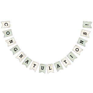 Bandeirinha Parabéns Dourados de Pontos Brilhantes Brancos da 