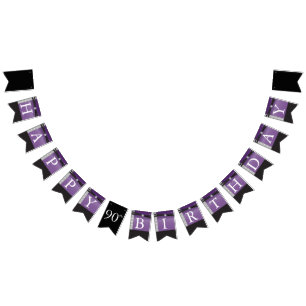 Bandeirinha Parabéns 🎈 Elegante Ametist Roxo e Negro