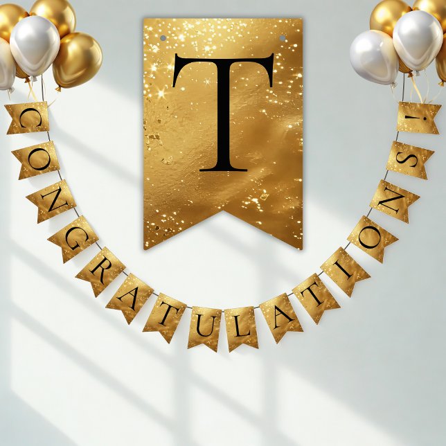 Bandeirinha Parabéns! Faux Dourado Festa brilhante (Criador carregado)