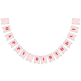 Bandeirinha Parabéns Feliz Aniversário Vermelho Cor-de-Rosa