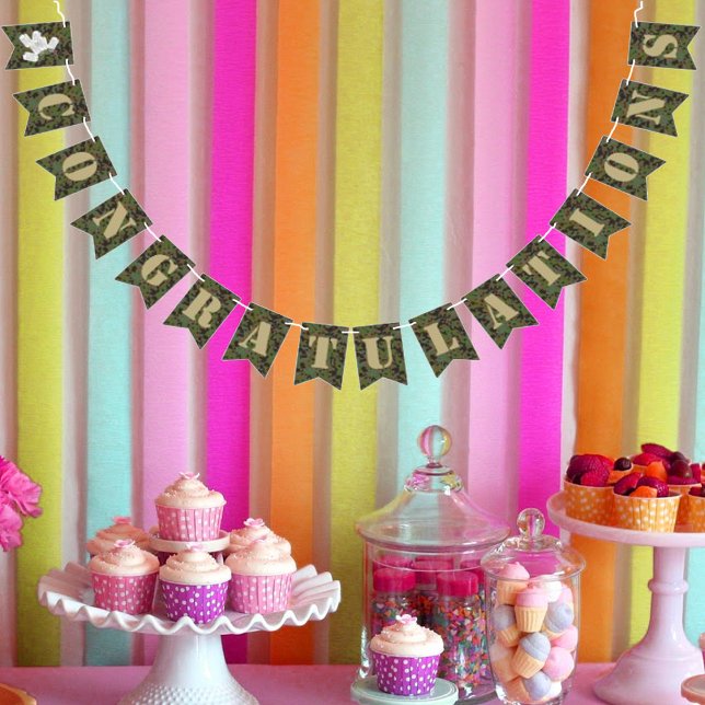 Bandeirinha Parabéns Festa Camuflada do Soldado Joe (Criador carregado)