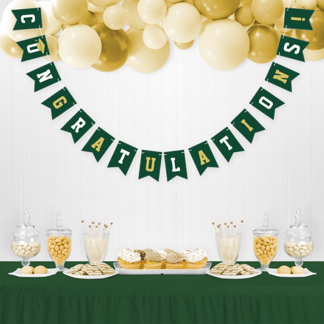 Bandeirinha Parabéns Festa Verde Ouro Moderno (Criador carregado)