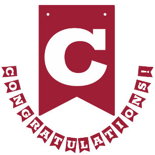 Bandeirinha Parabéns Formando Crimson e Branco