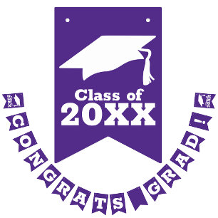 Bandeirinha Parabéns Formando Roxo e Branco