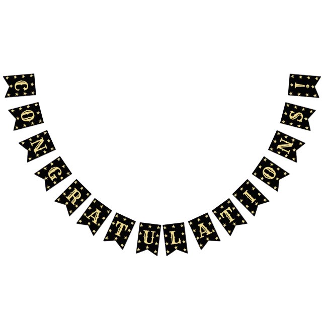 Bandeirinha Parabéns Graduação Moderna Dourada Decor Preto (Todos)