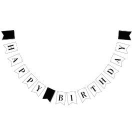 Bandeirinha Parabéns minimalistas, preto e branco