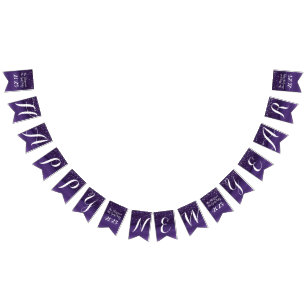 Bandeirinha Parabéns noturnos escuros e roxos