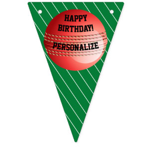Bandeirinha Parabéns pela festa de críquete personalizada