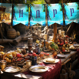 Bandeirinha Paraíso Pirata Feliz Aniversário