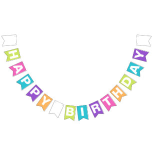 Bandeirinha Parto de Aniversário Feliz e Colorido