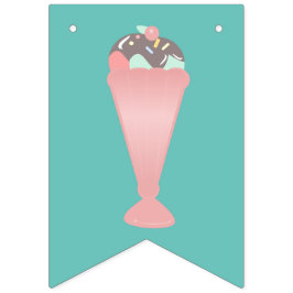 Bandeirinha Pastas cor-de-rosa Sundae do Sorvete-branco